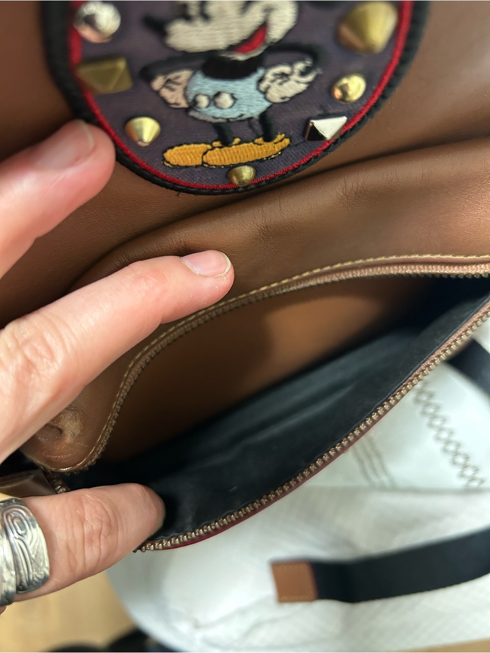 Rare Coach x Disney Mickey Mouse Brown Leather Backpack Mini Charlie Style - Picture 9 of 12